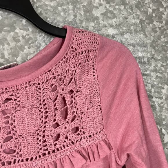 Newport News Women's Pink Jersey Knit Prairie Dress - Size Medium - Cottagecore - Picture 2 of 5